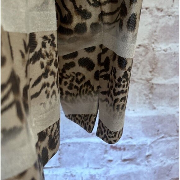 Sharon Young Womens S Full Zip Jacket Brown Leopard Animal Print Faux Suede NEW - Picture 5 of 7